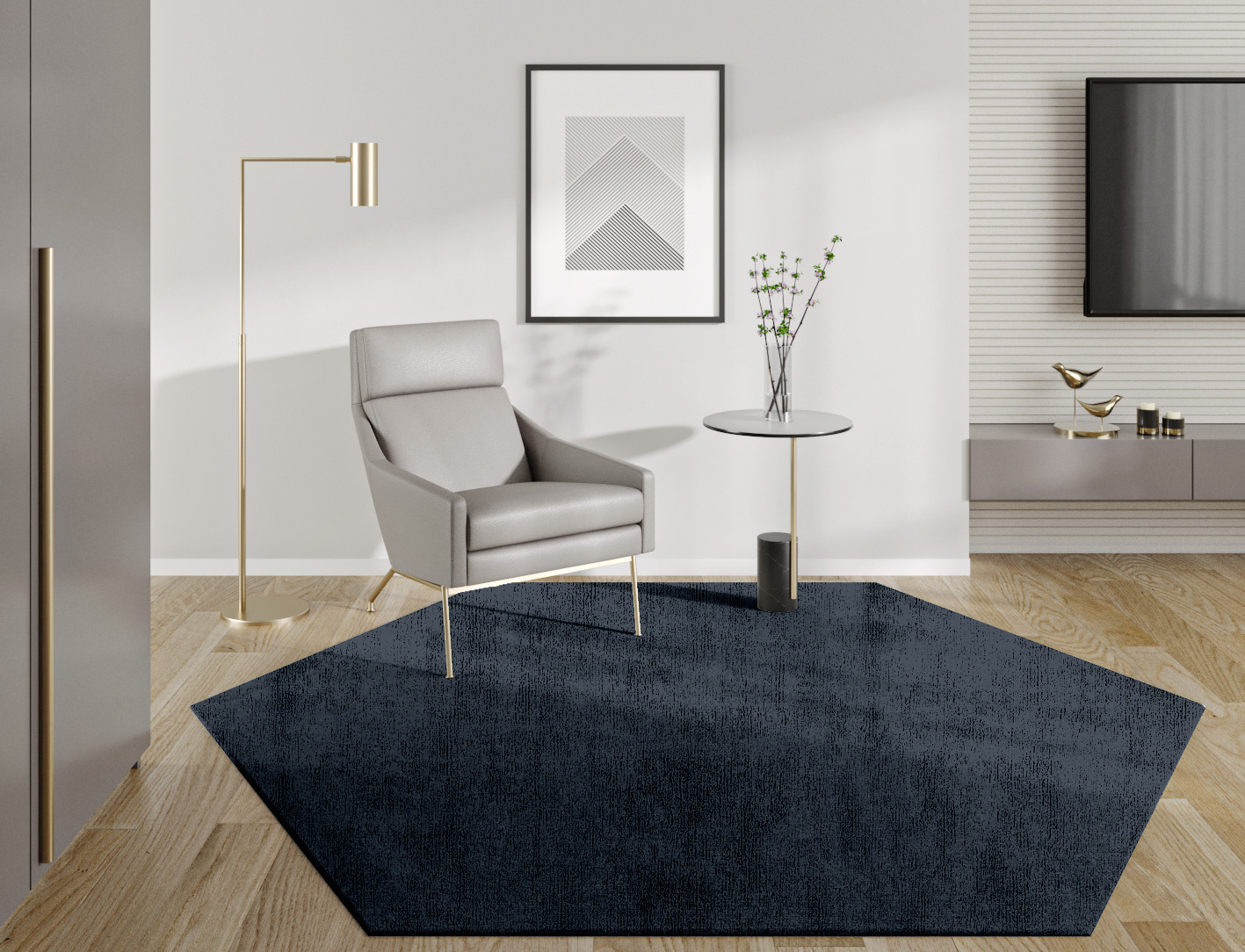 RA-BT08 Solid Colors Hexagon Hand Knotted Bamboo Silk Custom Rug by Rug Artisan