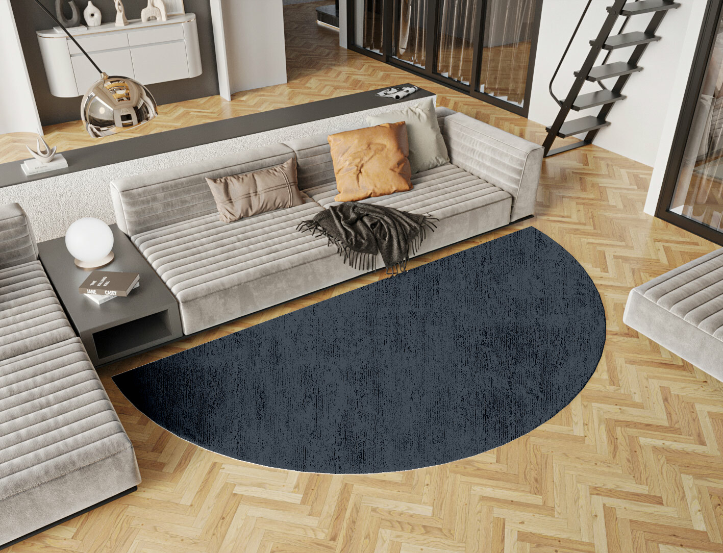 RA-BT08 Solid Colors Halfmoon Hand Tufted Bamboo Silk Custom Rug by Rug Artisan