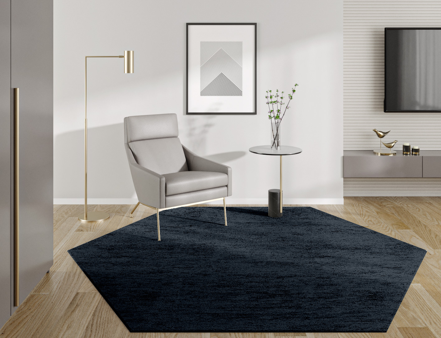 RA-BT08 Solid Colors Hexagon Hand Tufted Bamboo Silk Custom Rug by Rug Artisan
