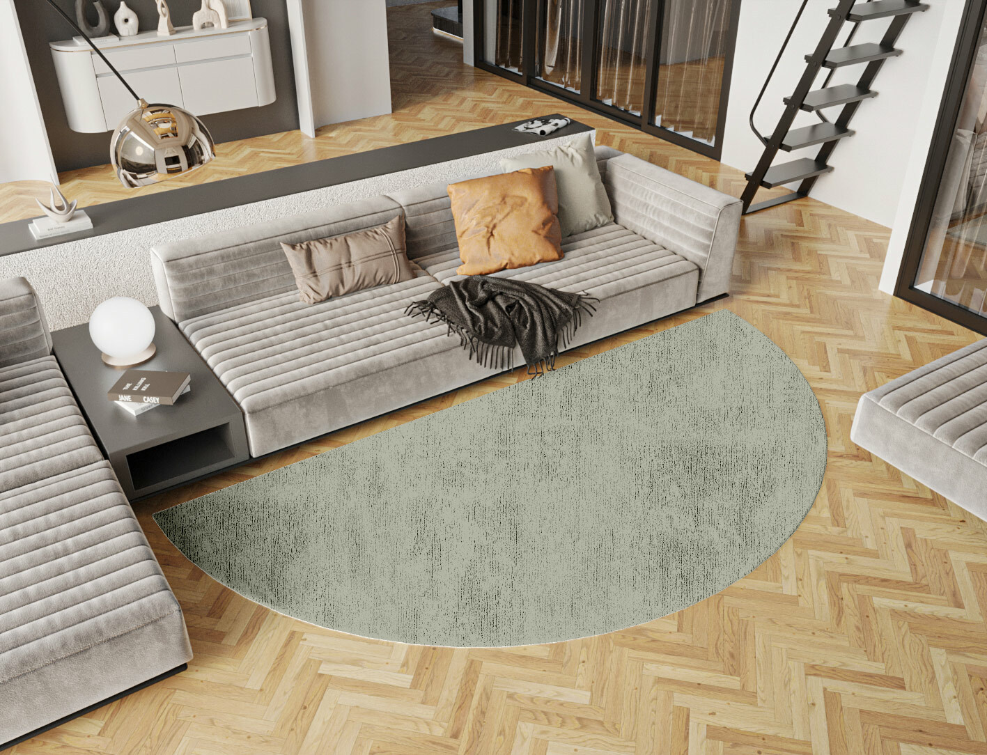 RA-CA11 Solid Colors Halfmoon Hand Tufted Bamboo Silk Custom Rug by Rug Artisan