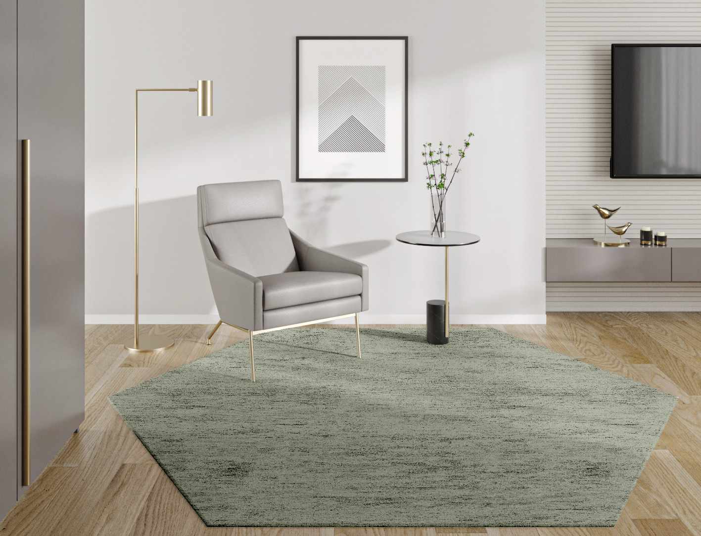 RA-CA11 Solid Colors Hexagon Hand Tufted Bamboo Silk Custom Rug by Rug Artisan