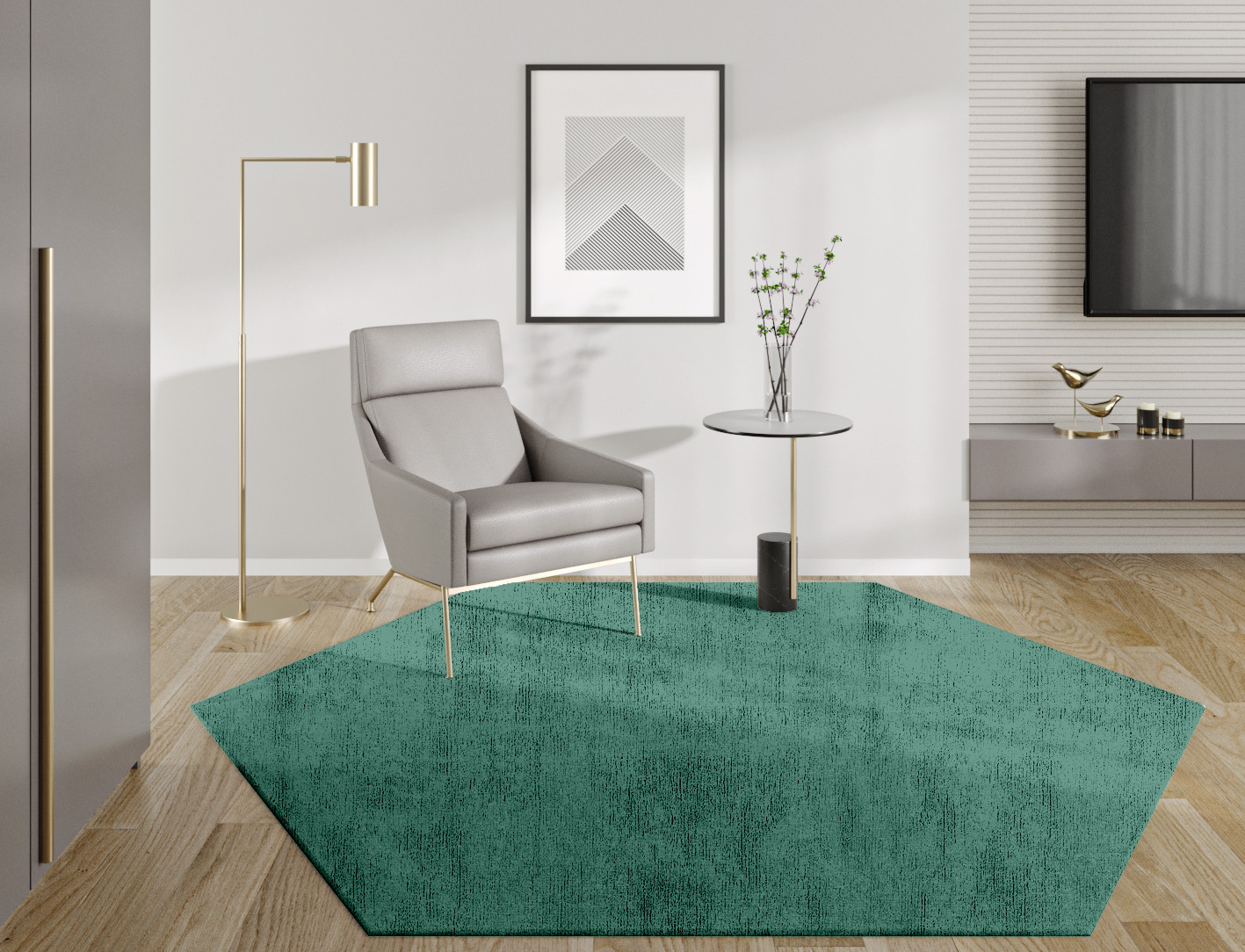 RA-CH06 Solid Colors Hexagon Hand Knotted Bamboo Silk Custom Rug by Rug Artisan