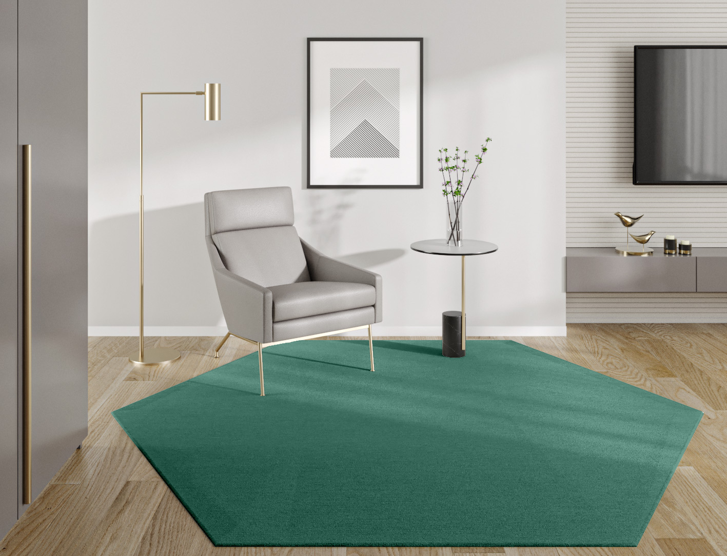 RA-CH06 Solid Colors Hexagon Hand Knotted Tibetan Wool Custom Rug by Rug Artisan