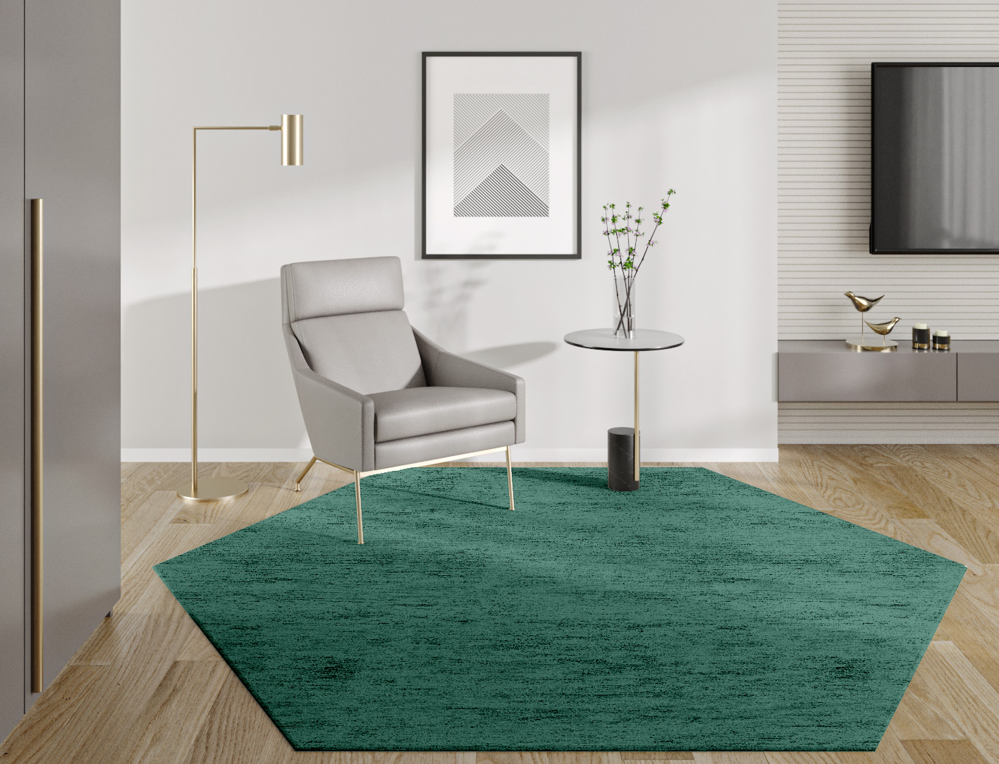 RA-CH06 Solid Colors Hexagon Hand Tufted Bamboo Silk Custom Rug by Rug Artisan