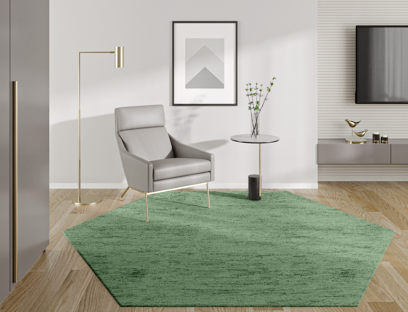 RA-CH10 Solid Colors Hexagon Hand Tufted Bamboo Silk Custom Rug by Rug Artisan
