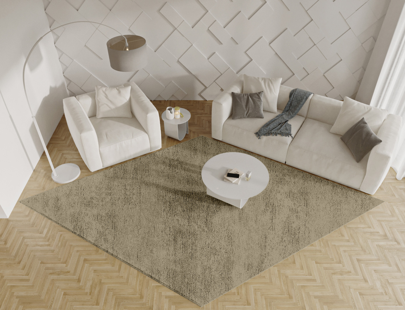 RA-CN09 Solid Colors Diamond Hand Knotted Bamboo Silk Custom Rug by Rug Artisan