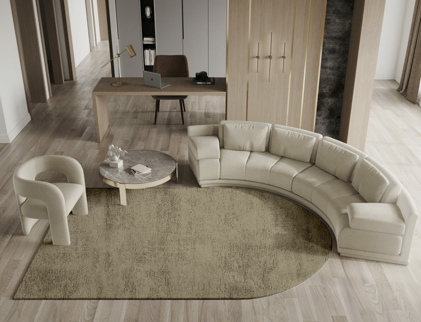 RA-CN09 Solid Colors Arch Hand Tufted Bamboo Silk Custom Rug by Rug Artisan