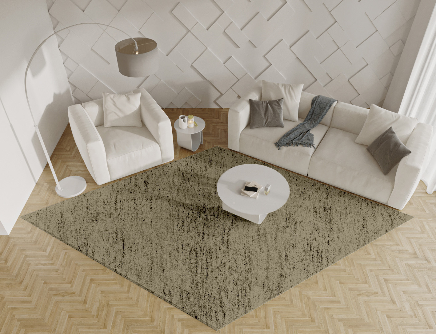 RA-CN09 Solid Colors Diamond Hand Tufted Bamboo Silk Custom Rug by Rug Artisan