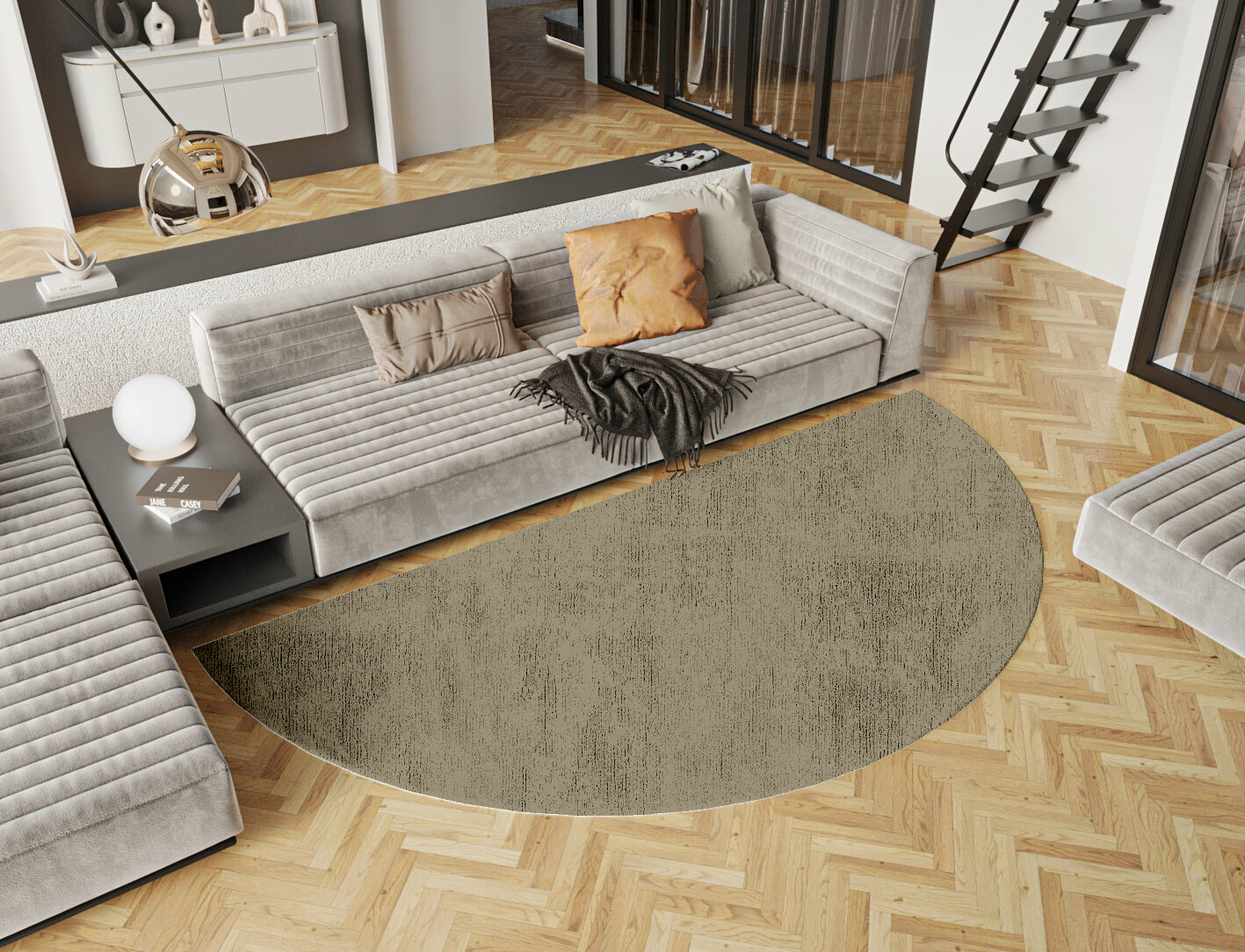 RA-CN09 Solid Colors Halfmoon Hand Tufted Bamboo Silk Custom Rug by Rug Artisan