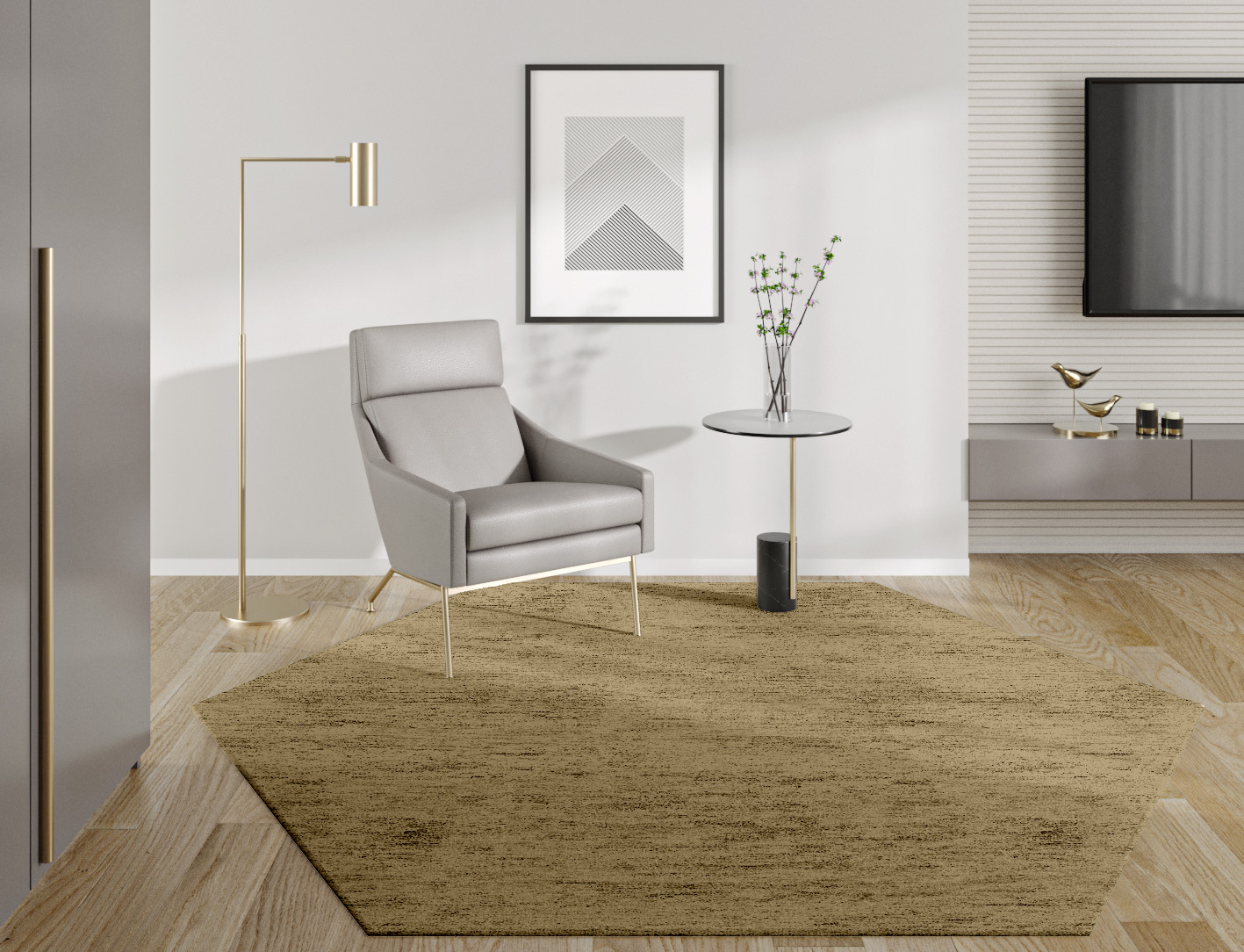 RA-DA11 Solid Colors Hexagon Hand Tufted Bamboo Silk Custom Rug by Rug Artisan