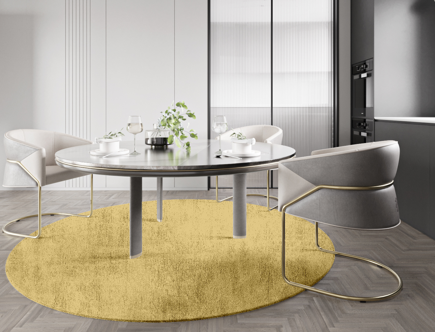 RA-DI11 Solid Colors Round Hand Knotted Bamboo Silk Custom Rug by Rug Artisan
