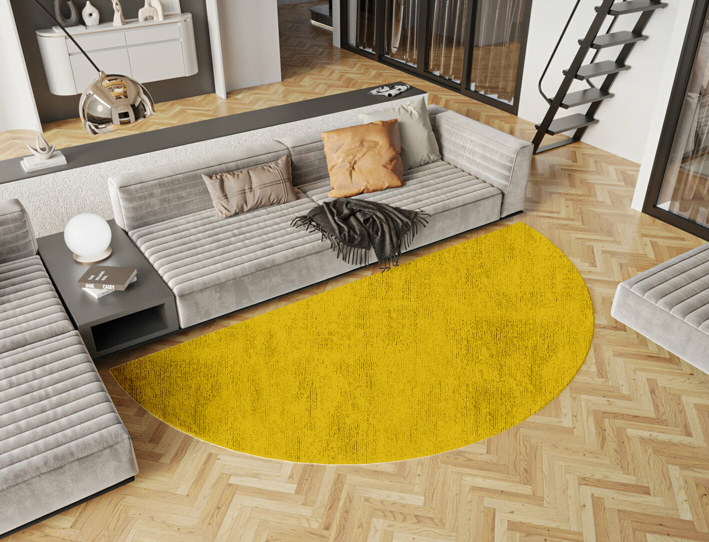 RA-DJ06 Solid Colors Halfmoon Hand Tufted Bamboo Silk Custom Rug by Rug Artisan