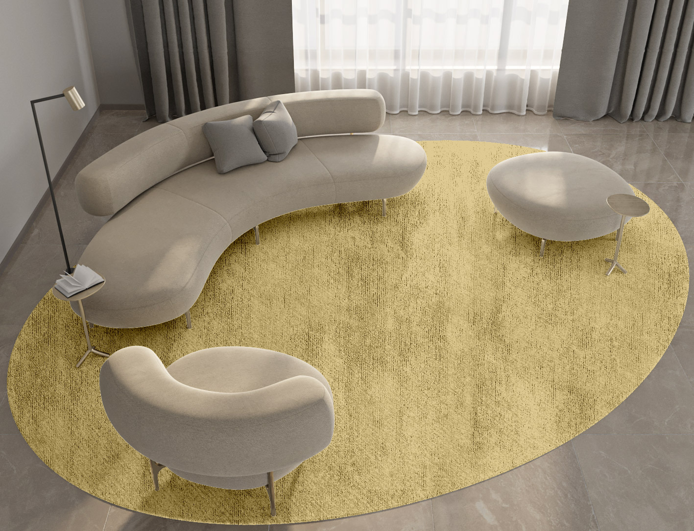 RA-DJ12 Solid Colors Oval Hand Knotted Bamboo Silk Custom Rug by Rug Artisan