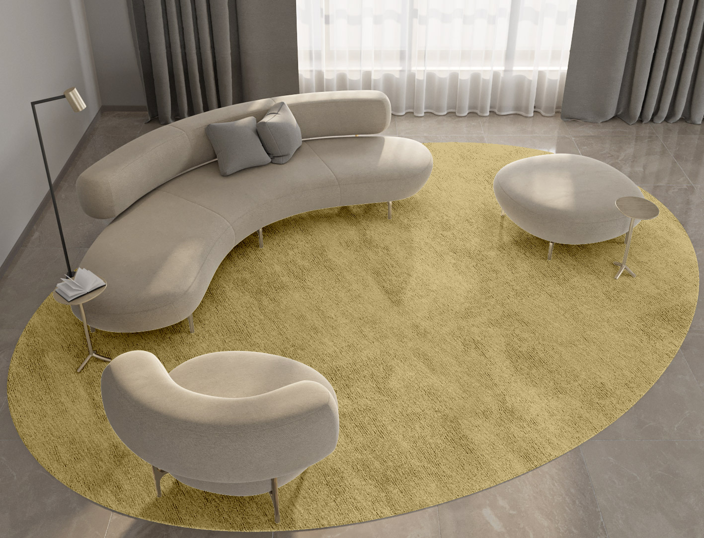 RA-DJ12 Solid Colors Oval Hand Tufted Bamboo Silk Custom Rug by Rug Artisan