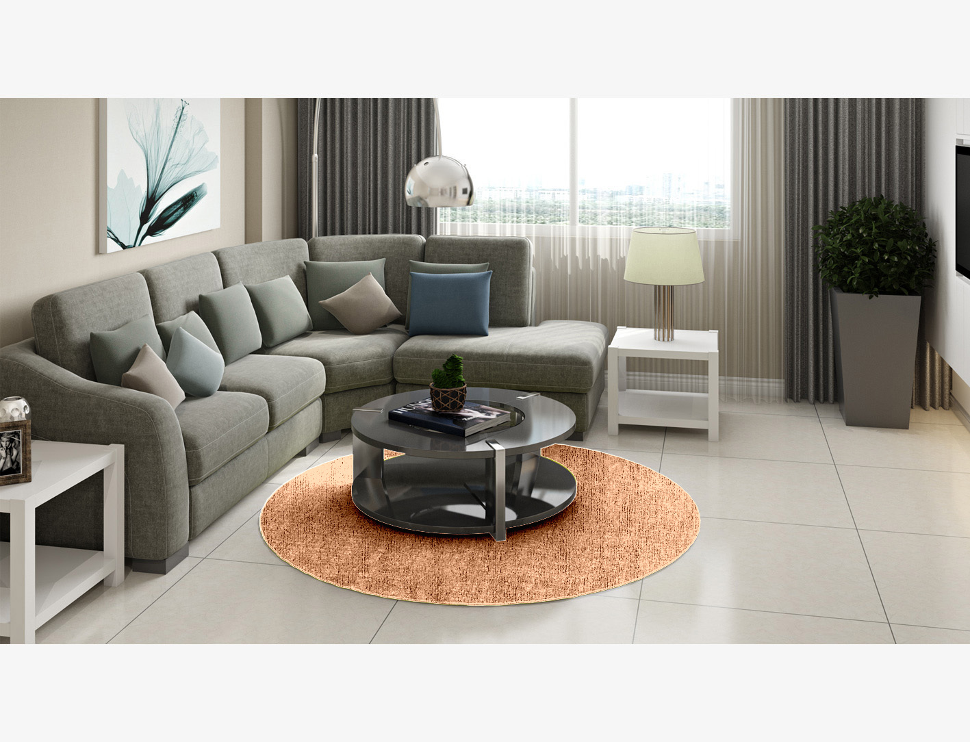 RA-DK09 Solid Colors Round Flatweave Bamboo Silk Custom Rug by Rug Artisan
