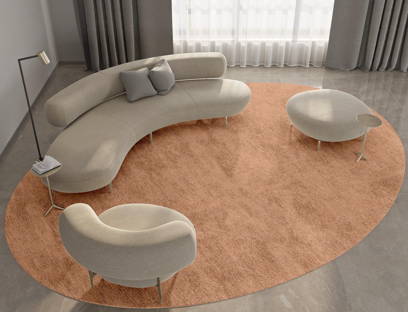 RA-DK09 Solid Colors Oval Hand Tufted Bamboo Silk Custom Rug by Rug Artisan