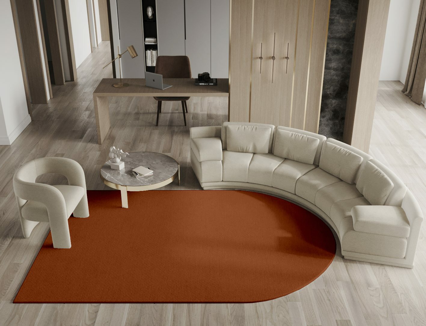 RA-DO04 Solid Colors Arch Hand Tufted Pure Wool Custom Rug by Rug Artisan