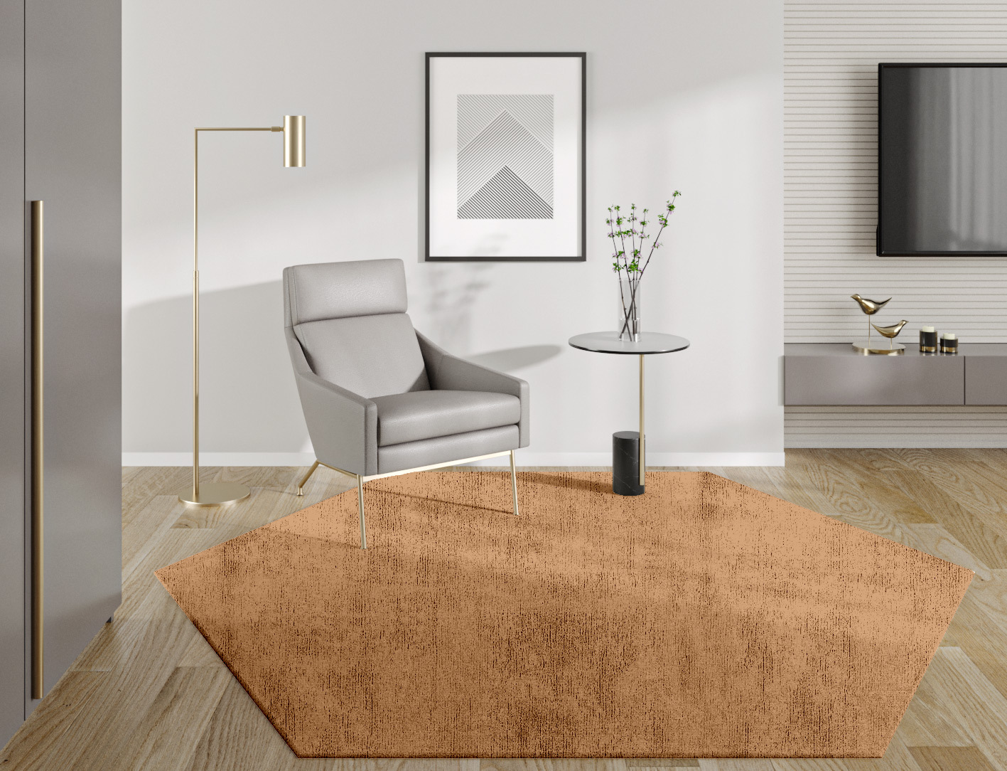 RA-DO09 Solid Colors Hexagon Hand Knotted Bamboo Silk Custom Rug by Rug Artisan