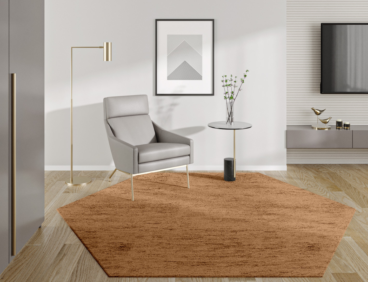 RA-DO09 Solid Colors Hexagon Hand Tufted Bamboo Silk Custom Rug by Rug Artisan