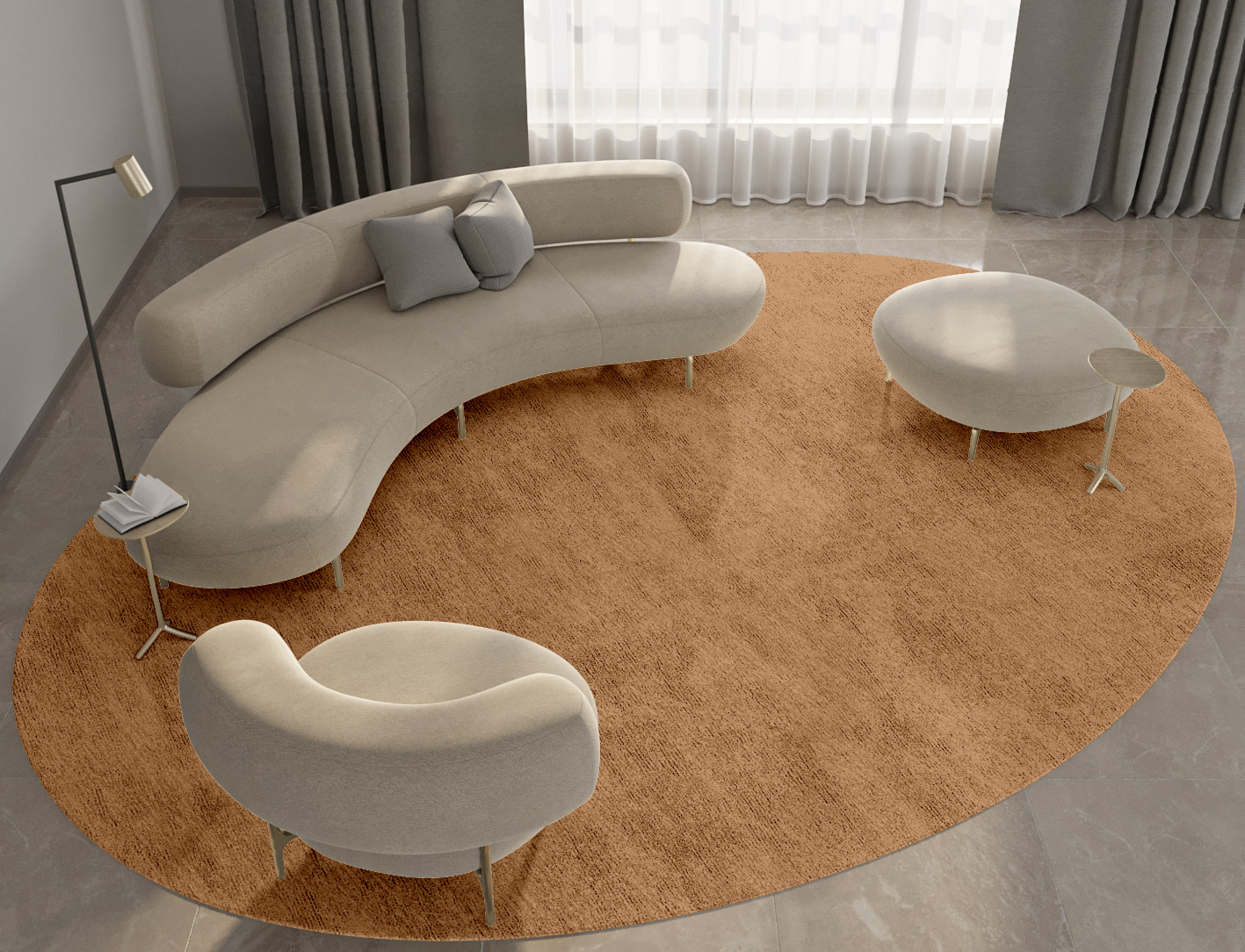 RA-DO09 Solid Colors Oval Hand Tufted Bamboo Silk Custom Rug by Rug Artisan