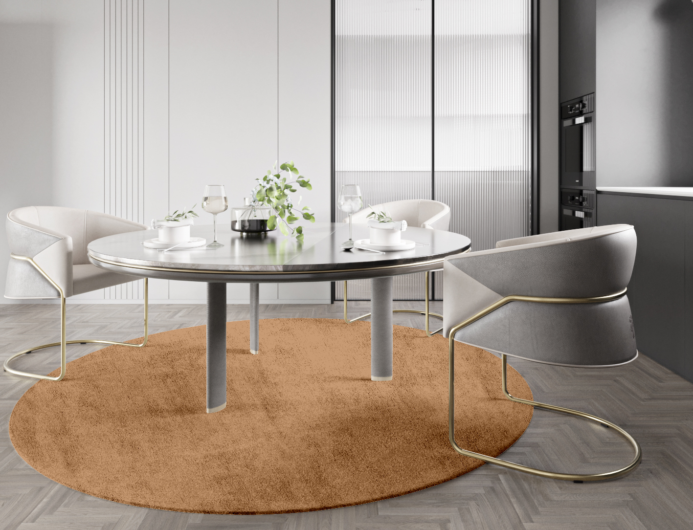 RA-DO09 Solid Colors Round Hand Tufted Bamboo Silk Custom Rug by Rug Artisan
