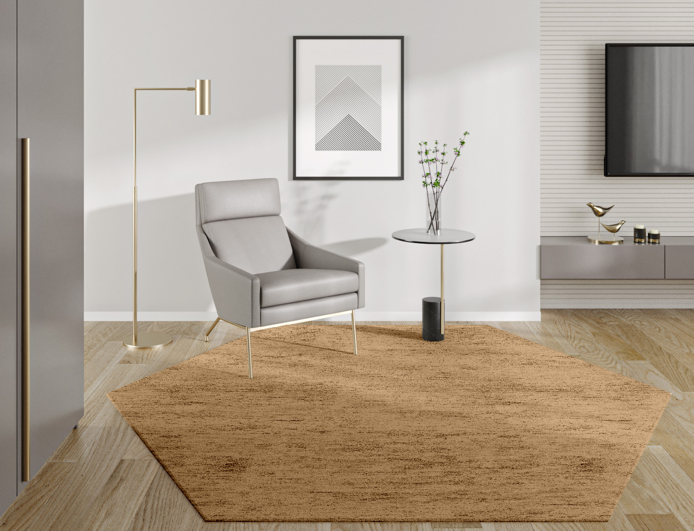 RA-DO11 Solid Colors Hexagon Hand Tufted Bamboo Silk Custom Rug by Rug Artisan