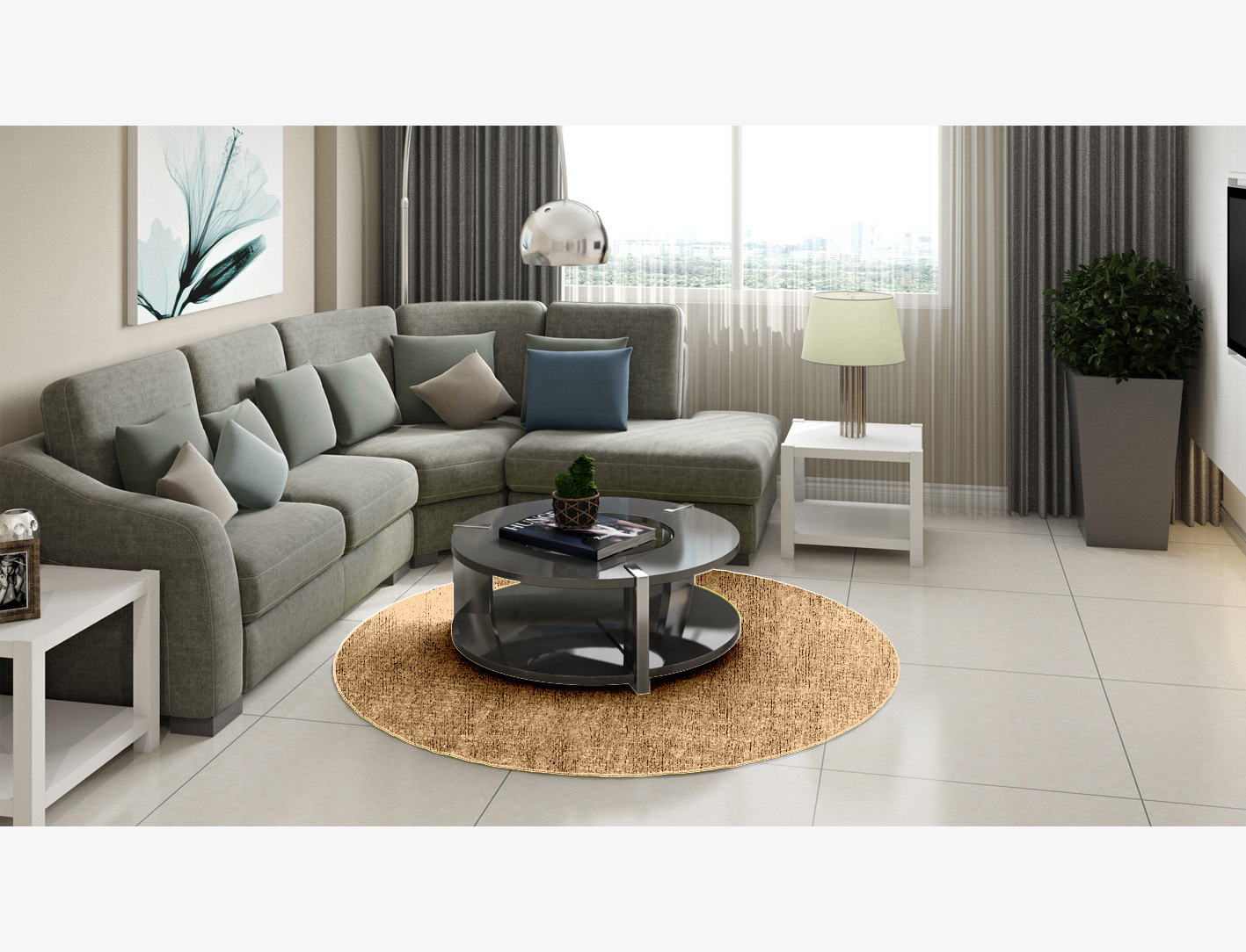 RA-DS11 Solid Colors Round Flatweave Bamboo Silk Custom Rug by Rug Artisan