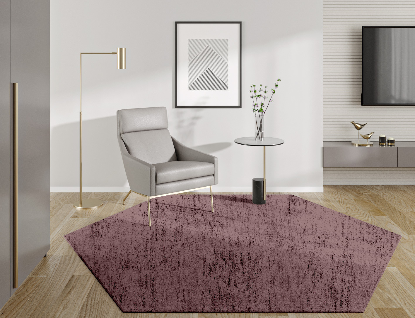 RA-EA08 Solid Colors Hexagon Hand Knotted Bamboo Silk Custom Rug by Rug Artisan