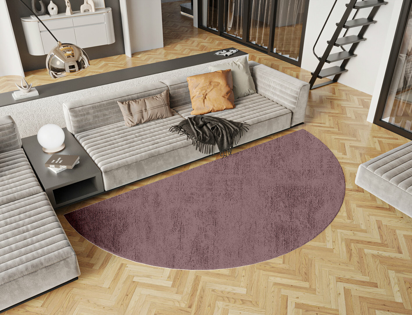 RA-EA08 Solid Colors Halfmoon Hand Tufted Bamboo Silk Custom Rug by Rug Artisan