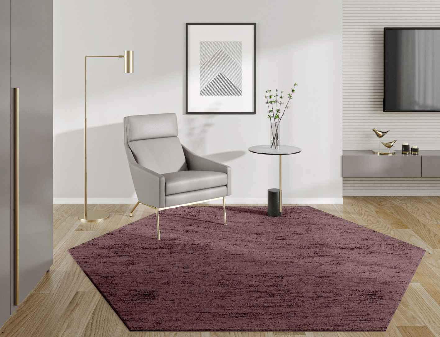 RA-EA08 Solid Colors Hexagon Hand Tufted Bamboo Silk Custom Rug by Rug Artisan