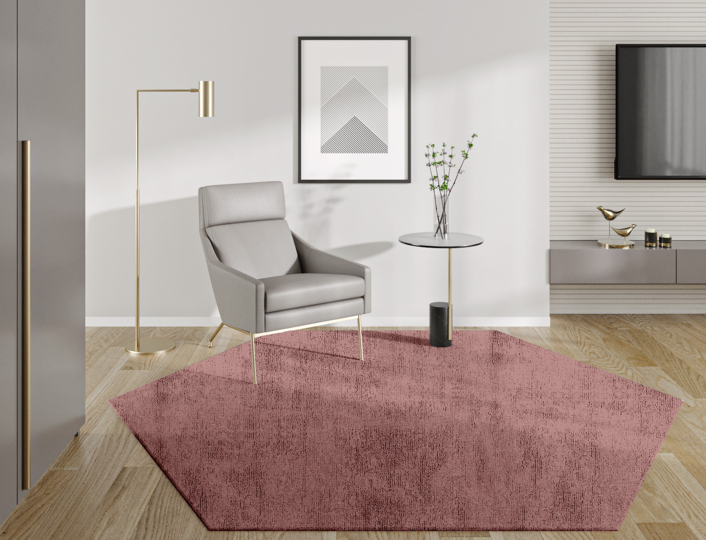 RA-EB09 Solid Colors Hexagon Hand Knotted Bamboo Silk Custom Rug by Rug Artisan