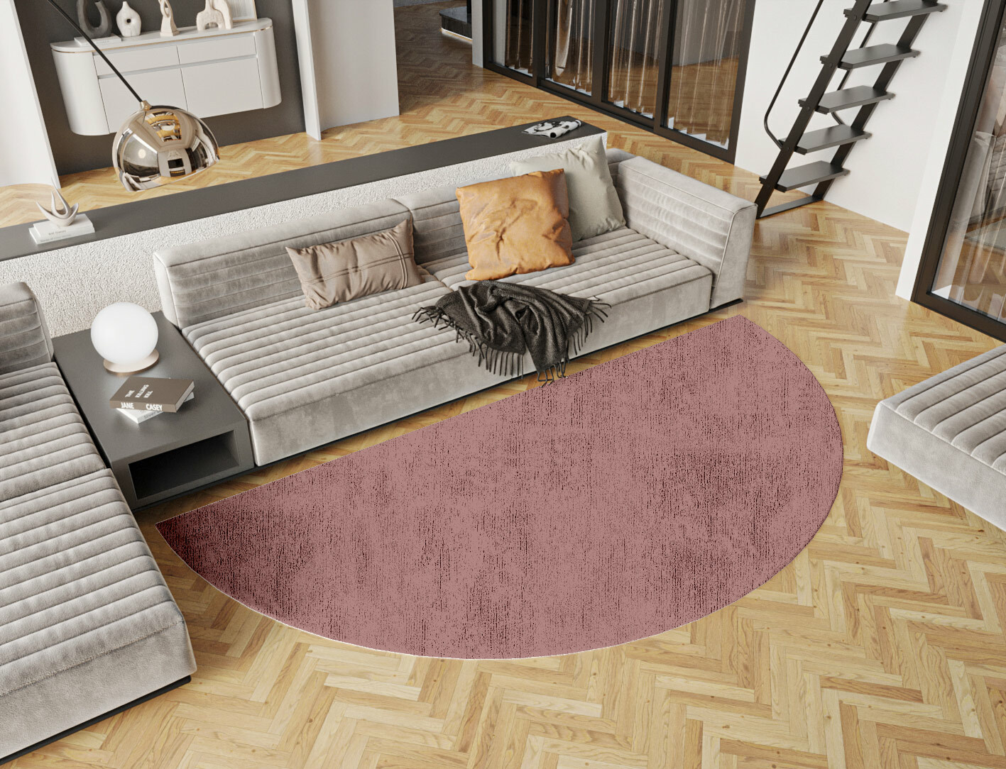 RA-EB09 Solid Colors Halfmoon Hand Tufted Bamboo Silk Custom Rug by Rug Artisan