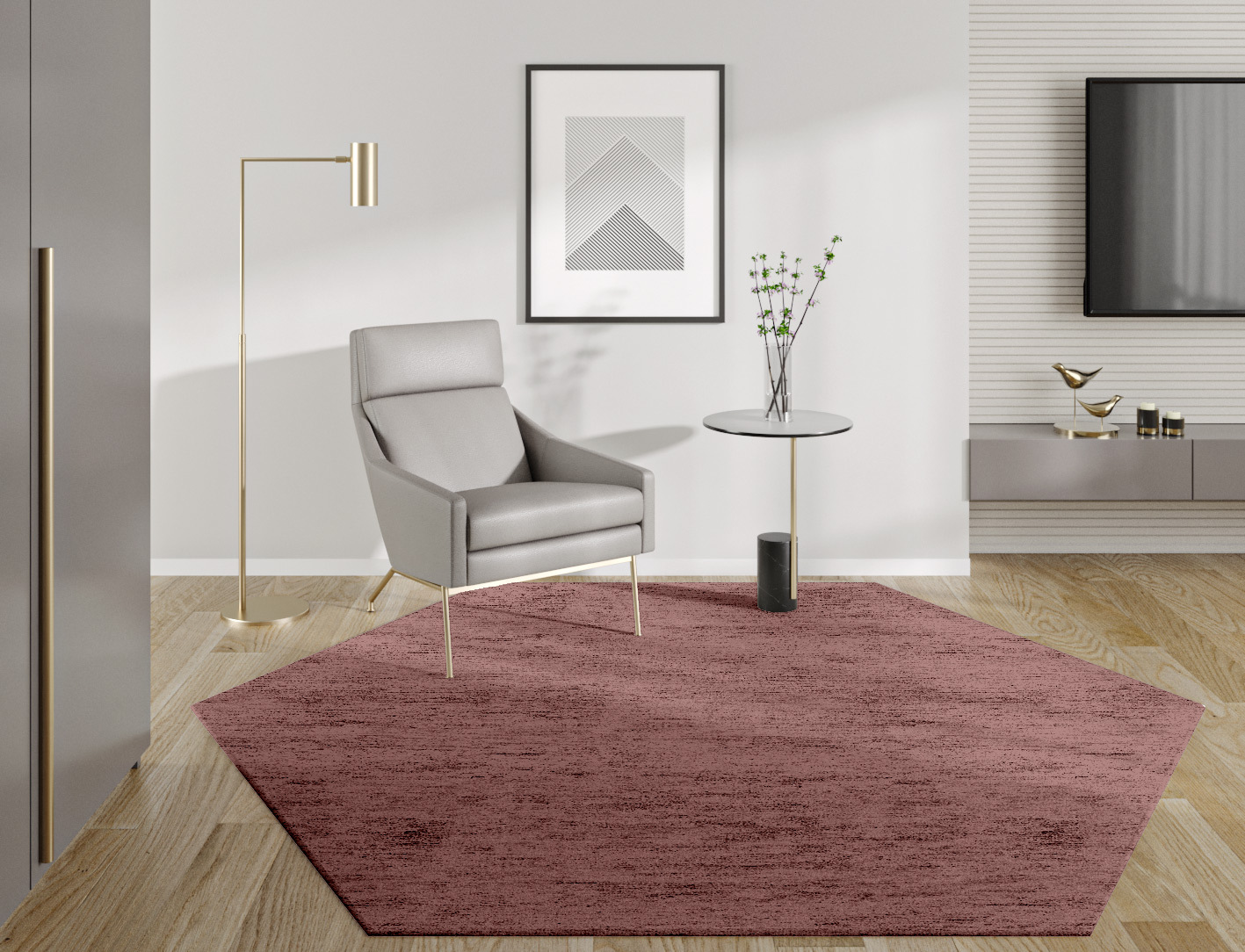 RA-EB09 Solid Colors Hexagon Hand Tufted Bamboo Silk Custom Rug by Rug Artisan