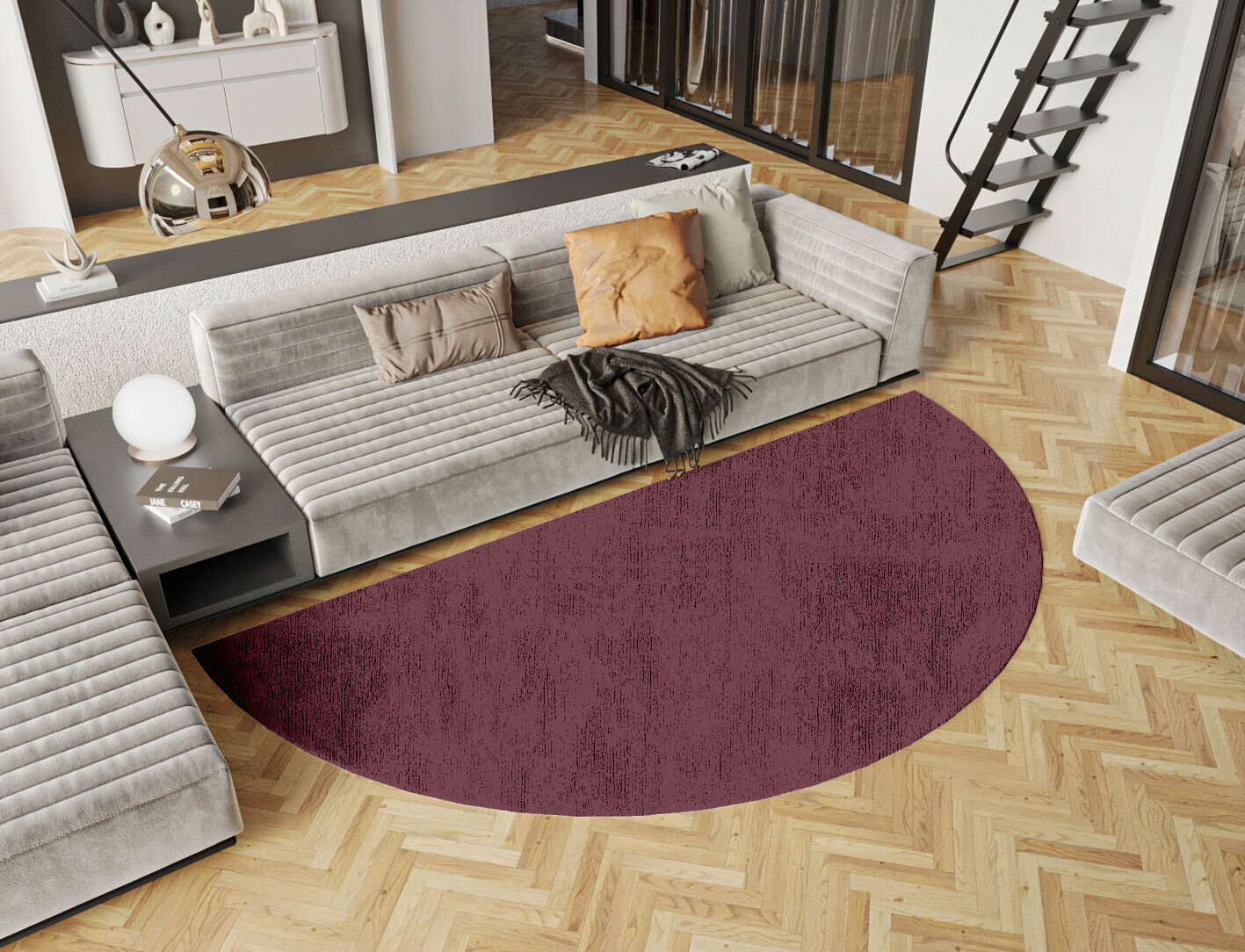 RA-ED03 Solid Colors Halfmoon Hand Knotted Bamboo Silk Custom Rug by Rug Artisan