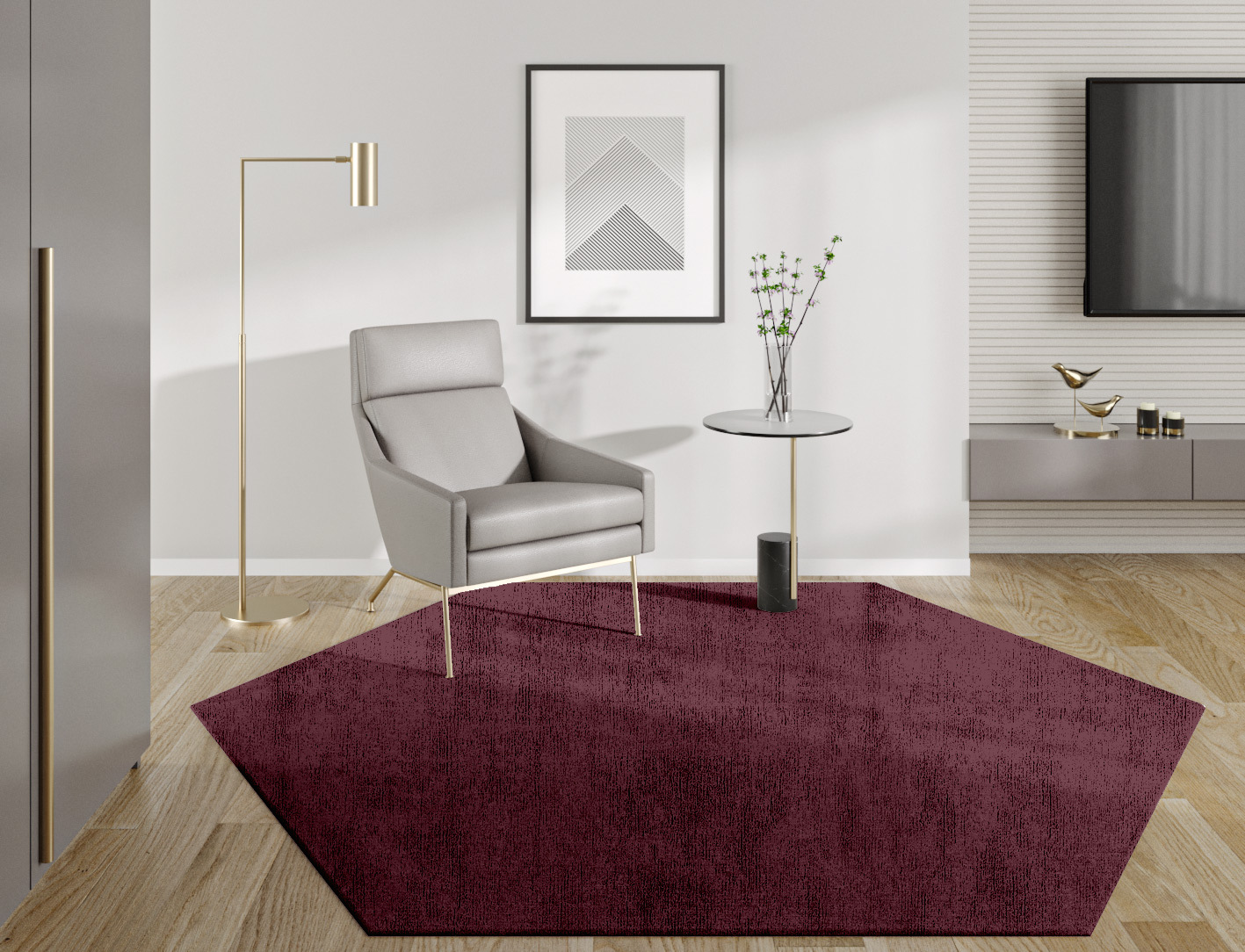 RA-ED03 Solid Colors Hexagon Hand Knotted Bamboo Silk Custom Rug by Rug Artisan