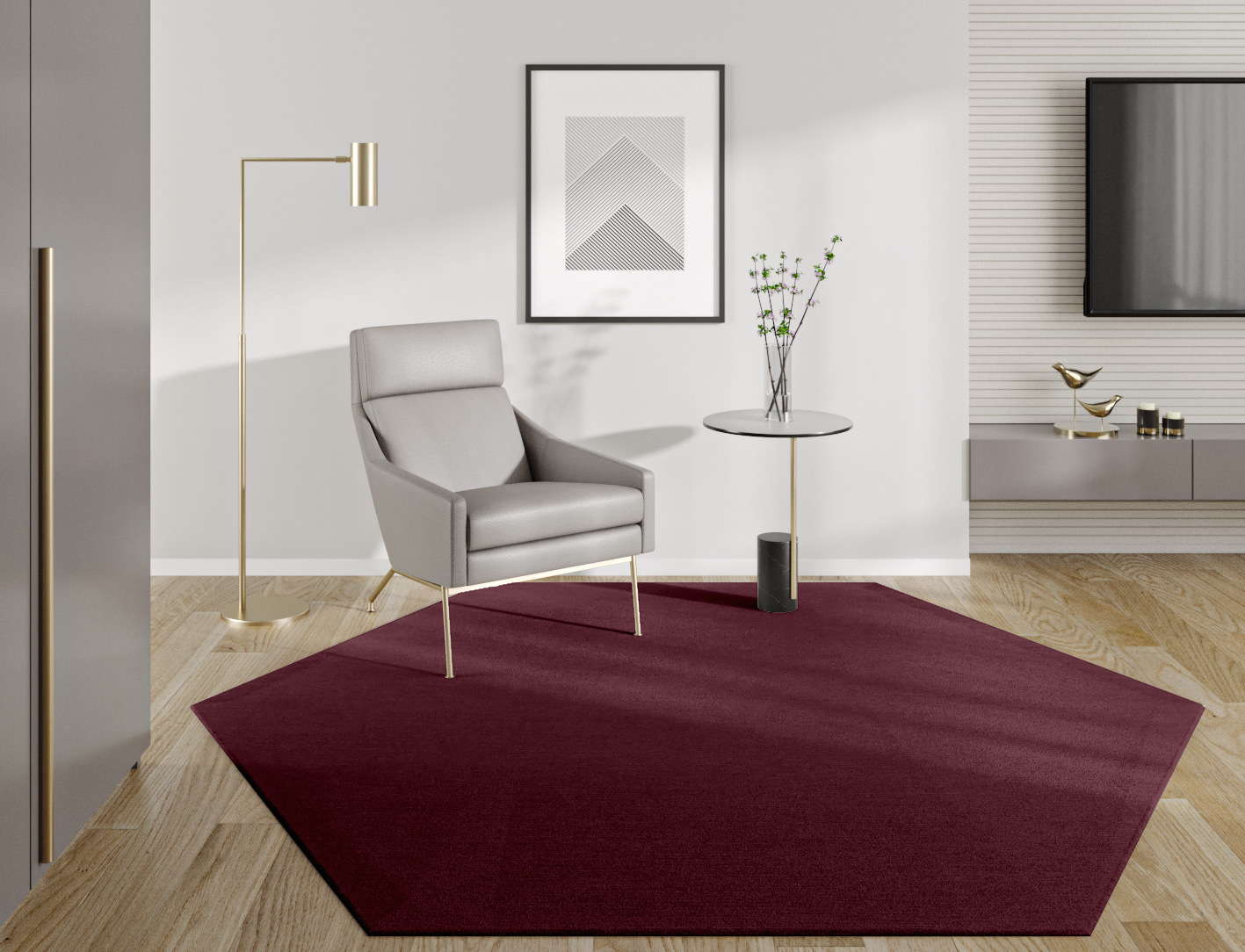 RA-ED03 Solid Colors Hexagon Hand Knotted Tibetan Wool Custom Rug by Rug Artisan