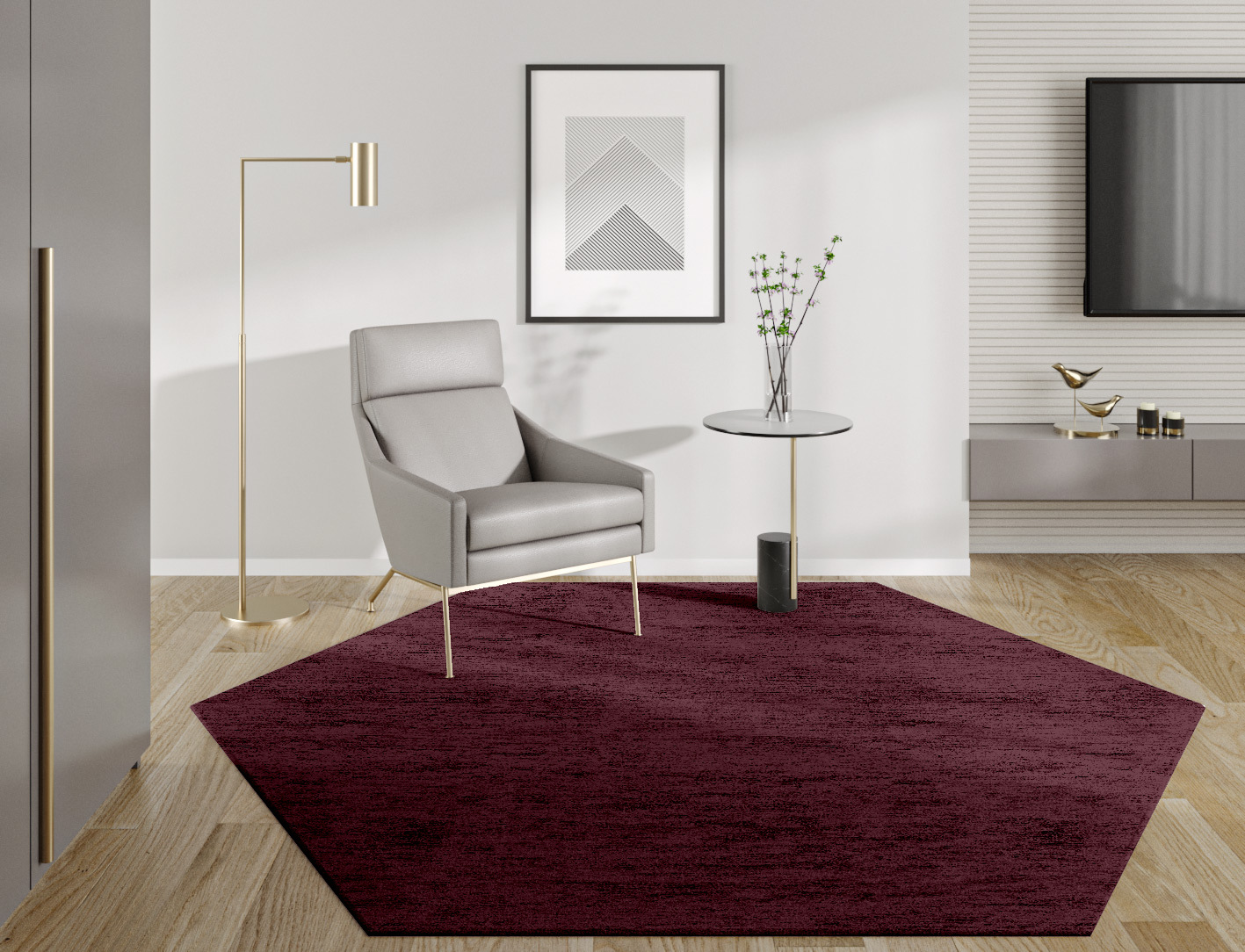 RA-ED03 Solid Colors Hexagon Hand Tufted Bamboo Silk Custom Rug by Rug Artisan