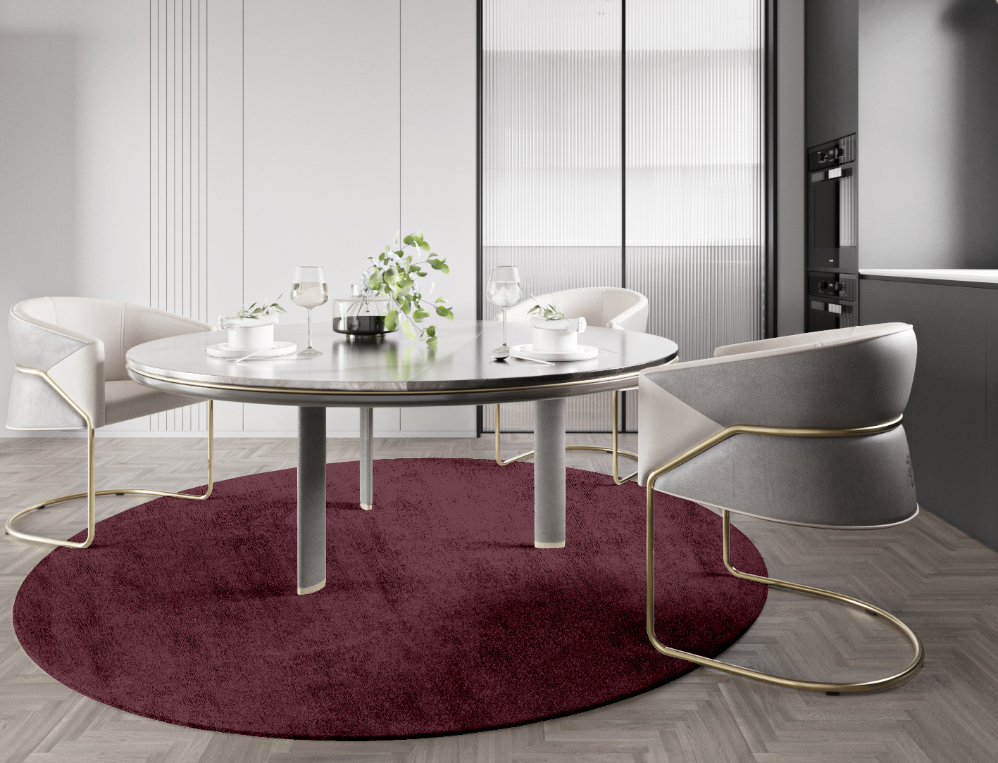 RA-ED03 Solid Colors Round Hand Tufted Bamboo Silk Custom Rug by Rug Artisan