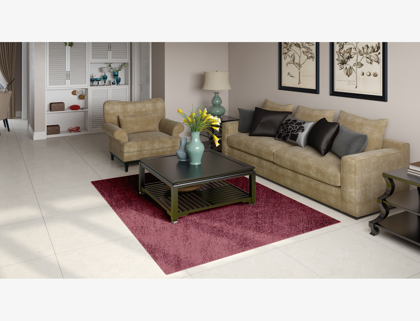 RA-ED05 Solid Colors Rectangle Flatweave Bamboo Silk Custom Rug by Rug Artisan