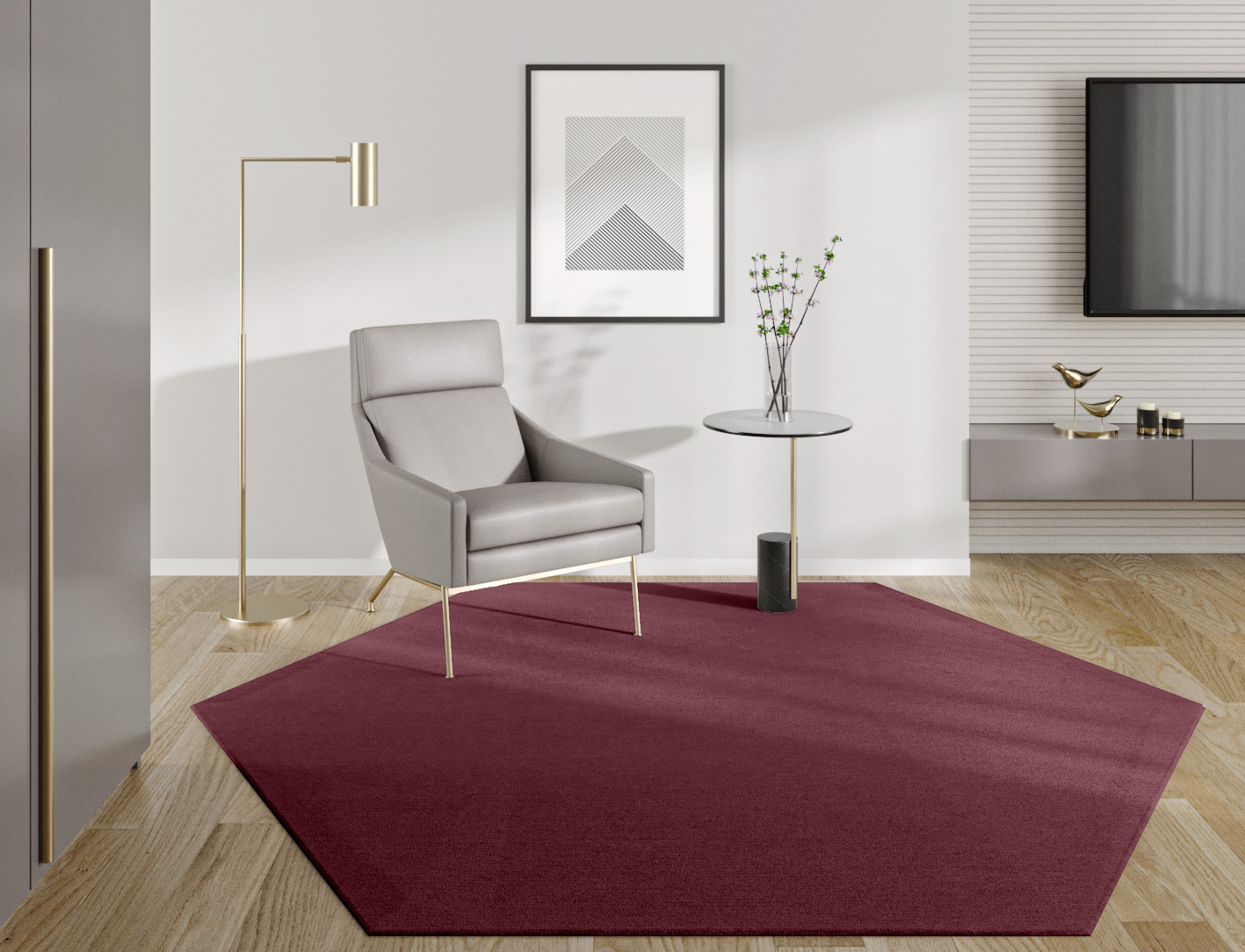 RA-ED05 Solid Colors Hexagon Hand Knotted Tibetan Wool Custom Rug by Rug Artisan