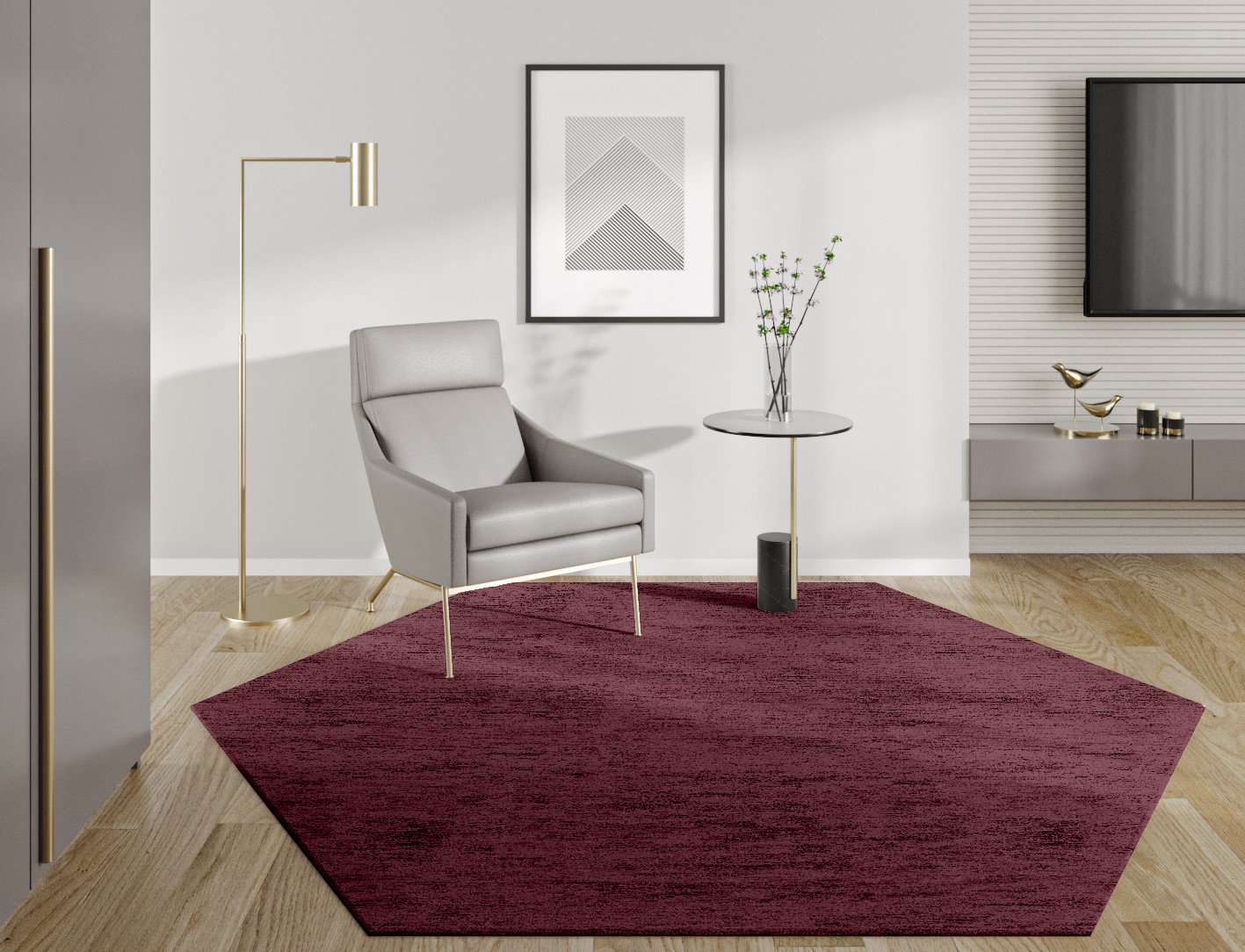 RA-ED05 Solid Colors Hexagon Hand Tufted Bamboo Silk Custom Rug by Rug Artisan