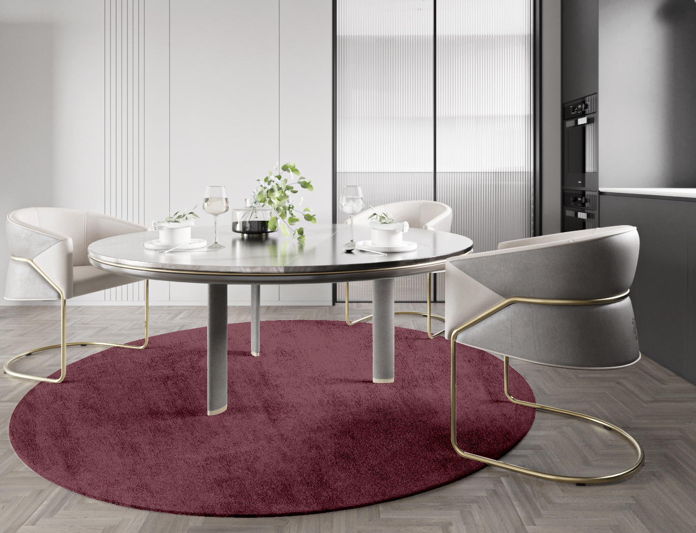 RA-ED05 Solid Colors Round Hand Tufted Bamboo Silk Custom Rug by Rug Artisan