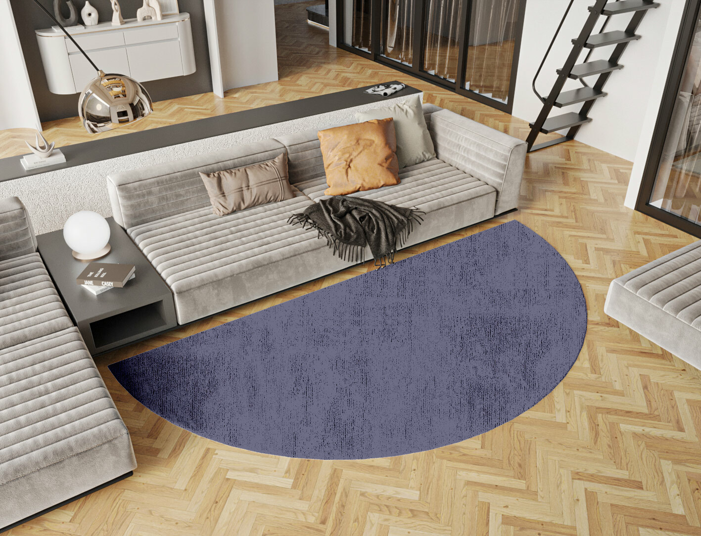 RA-EL04 Solid Colors Halfmoon Hand Knotted Bamboo Silk Custom Rug by Rug Artisan