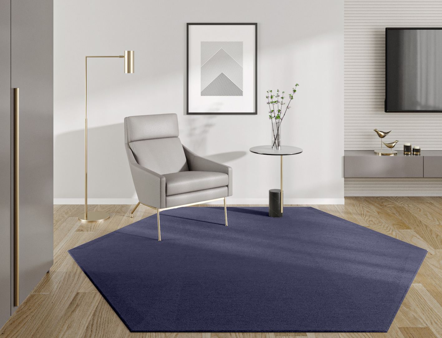 RA-EL04 Solid Colors Hexagon Hand Knotted Tibetan Wool Custom Rug by Rug Artisan