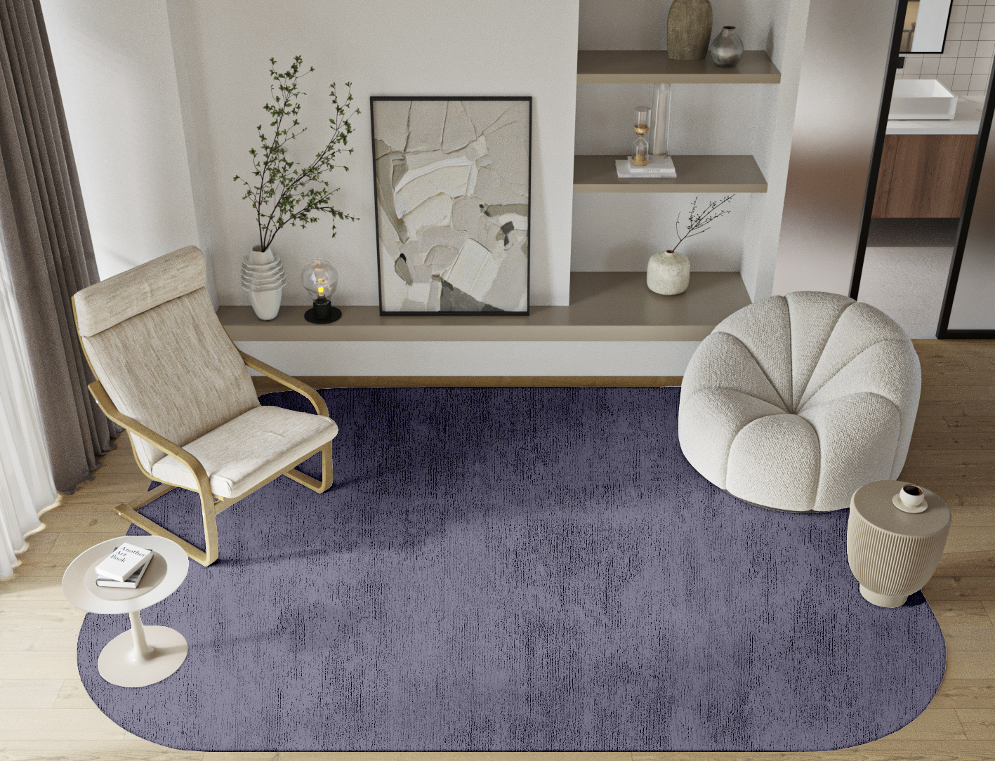 RA-EL07 Solid Colors Oblong Hand Tufted Bamboo Silk Custom Rug by Rug Artisan