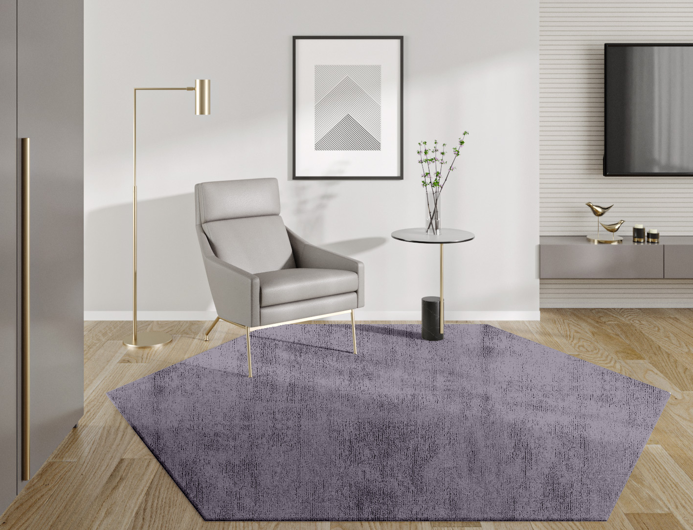 RA-EL10 Solid Colors Hexagon Hand Knotted Bamboo Silk Custom Rug by Rug Artisan
