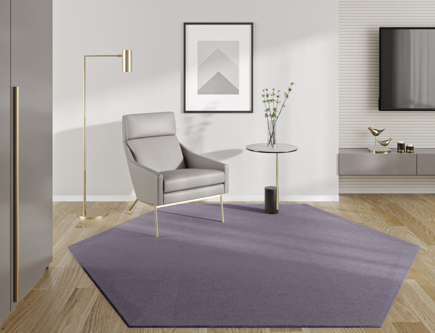 RA-EL10 Solid Colors Hexagon Hand Knotted Tibetan Wool Custom Rug by Rug Artisan