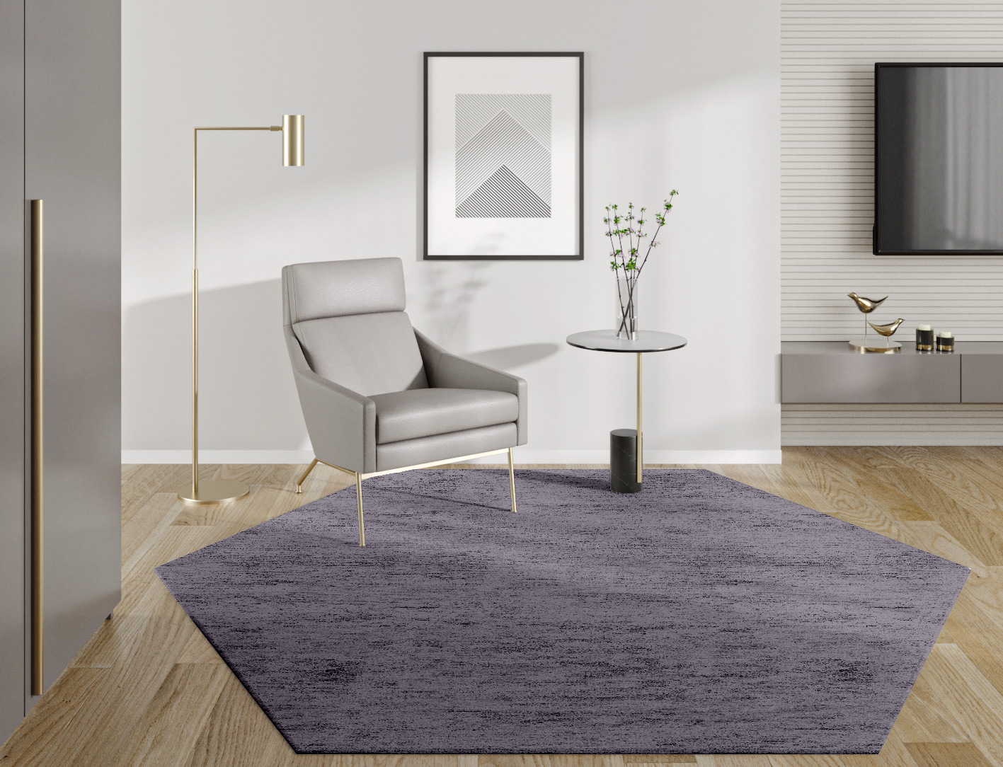 RA-EL10 Solid Colors Hexagon Hand Tufted Bamboo Silk Custom Rug by Rug Artisan