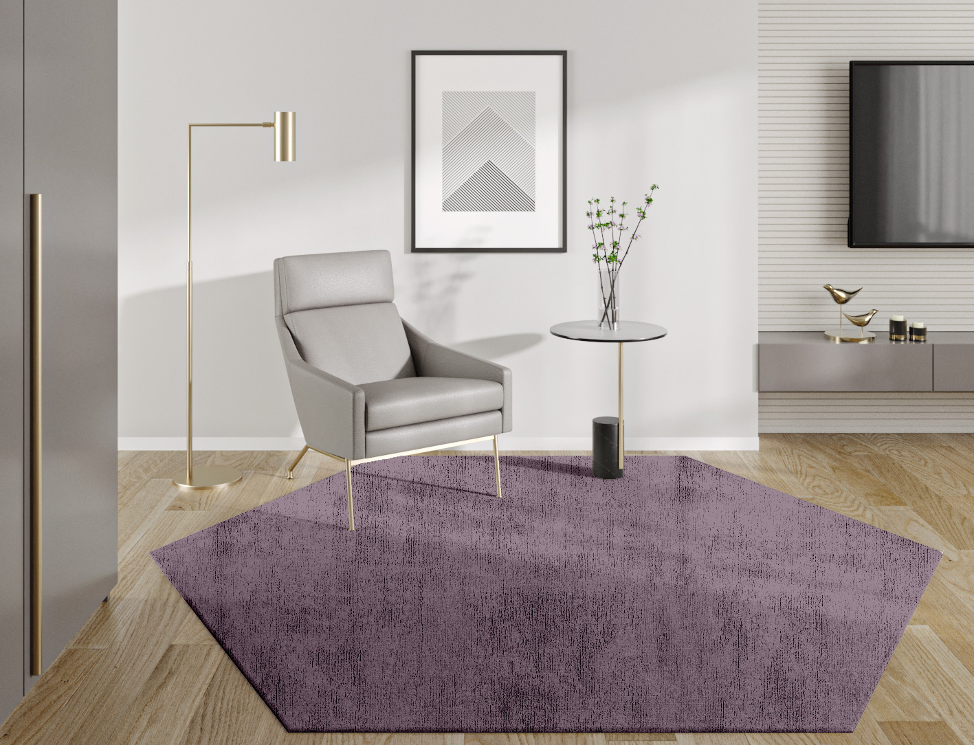 RA-EM08 Solid Colors Hexagon Hand Knotted Bamboo Silk Custom Rug by Rug Artisan