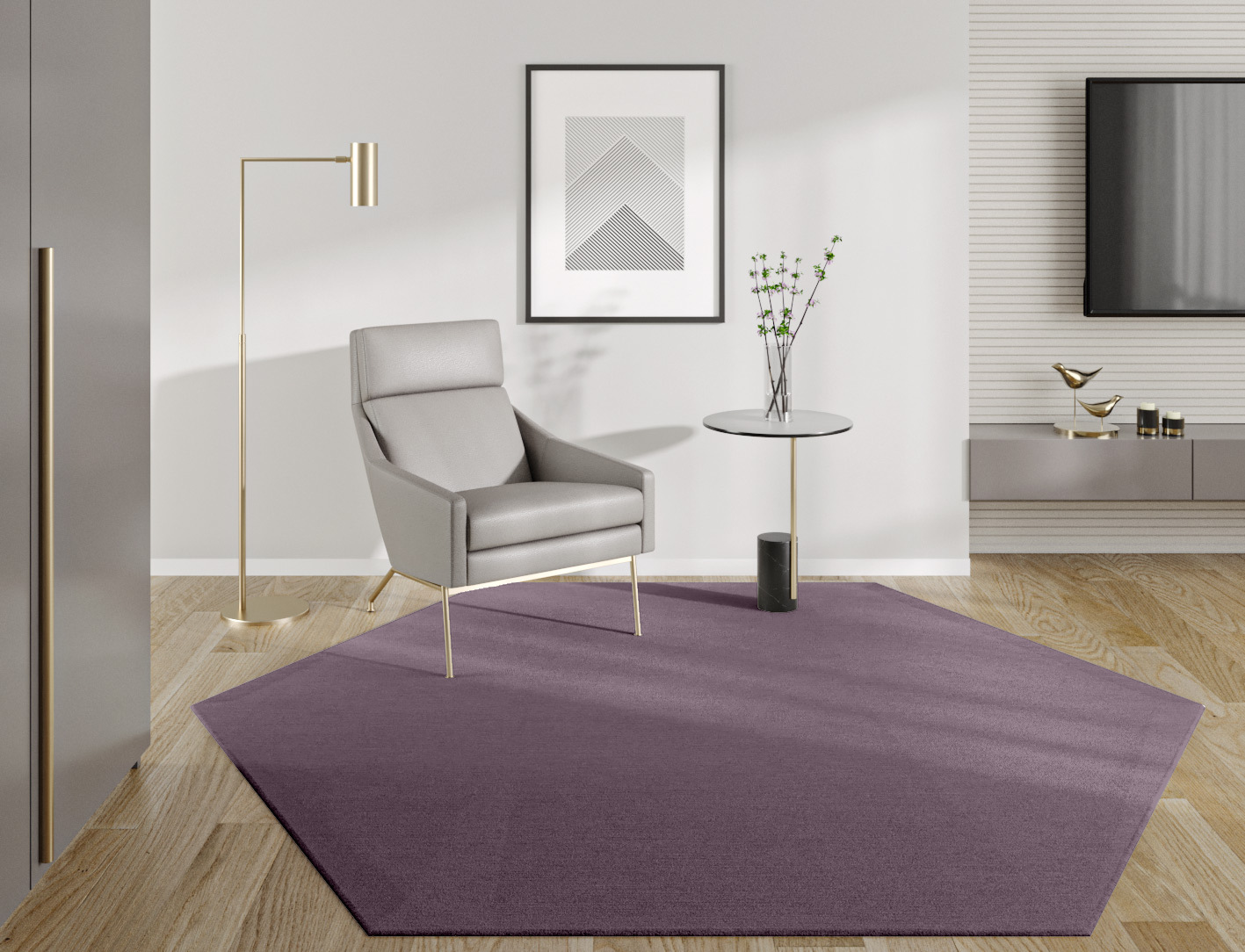 RA-EM08 Solid Colors Hexagon Hand Knotted Tibetan Wool Custom Rug by Rug Artisan